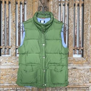 J. CREW DOWN QUILTED GREEN VEST MEDIUM